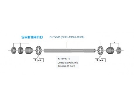 Shimano Axe de moyeu arrière complet pour FH-TX505